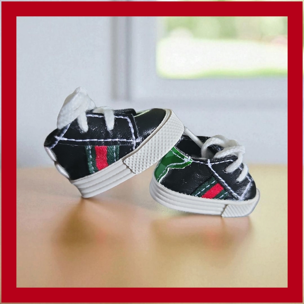 Black With Red And Green Doll Sneakers with Classic Design Fits Labubus/lafufus